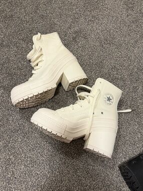Converse Cream Platform Lug-Heel High-Top Boots